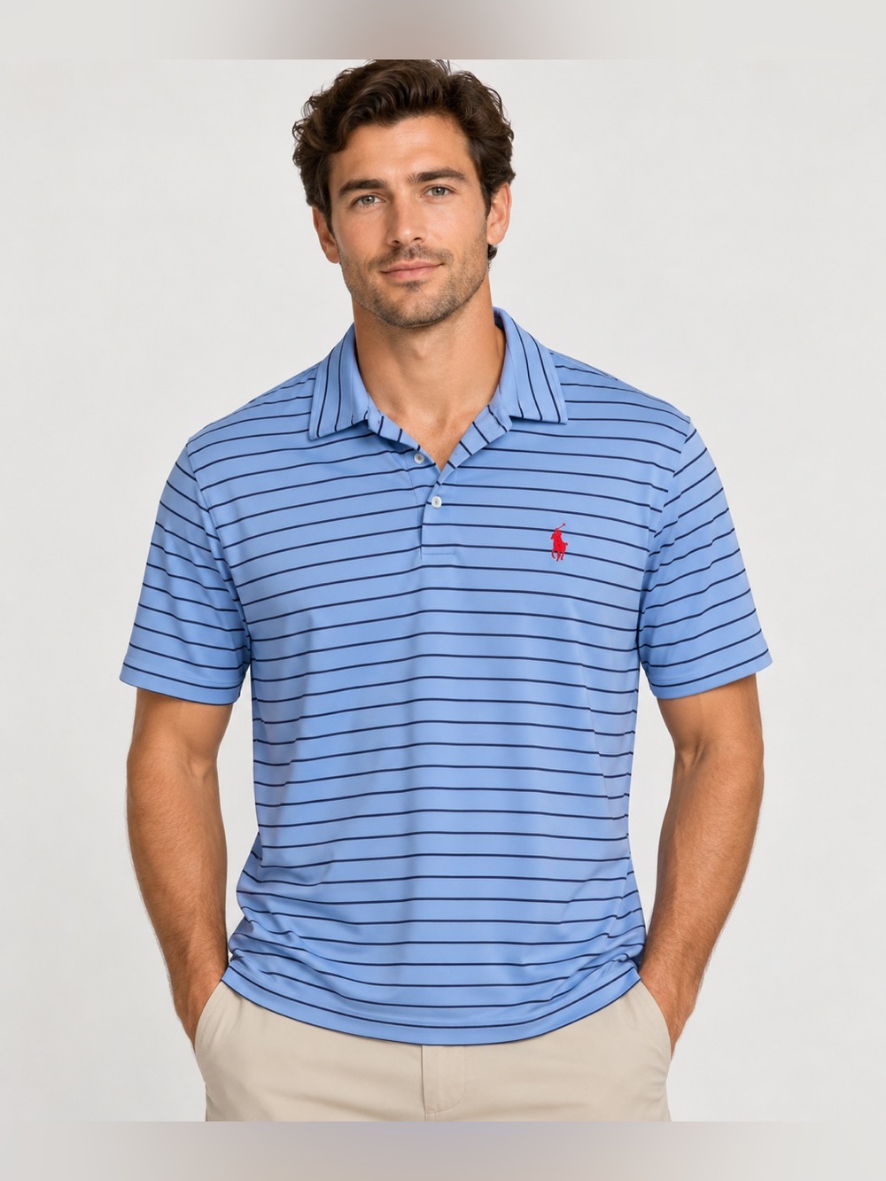 Polo Ralph Lauren Performance Polo Men’s XL Blue Navy Striped Golf Stretch